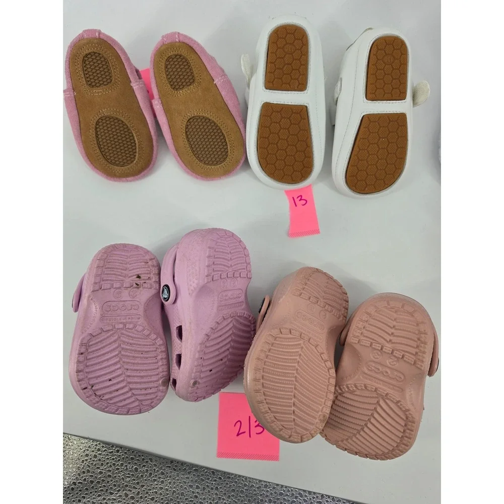 Toddler Girls Shoe Lot 8 Pairs Nike/ Crocs/ Polo/ Carter Sizes 12M–5